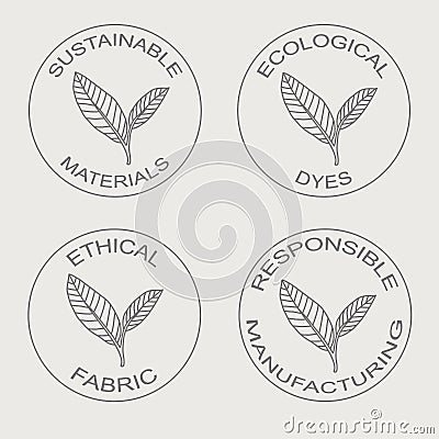 Vector set of linear icons related to sustainable eco friendly fabric manufacture Vector Illustration